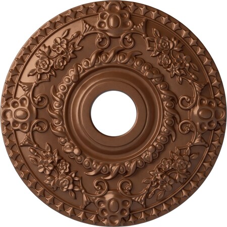 Ekena Millwork Rose Ceiling Medallion (Fits Canopies up to 7 1/4"), 18"OD x 3 1/2"ID x 1 1/2"P, Polished Copper CM18ROPOS